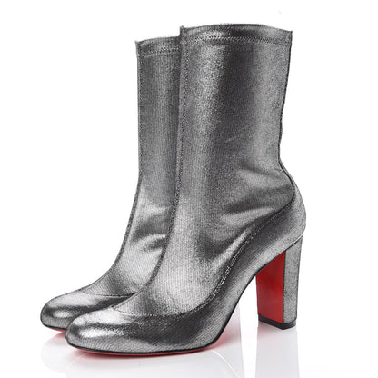 Christian Louboutin Nappa Stretch Gena 85 Bootie 37 Silver 3 of 9