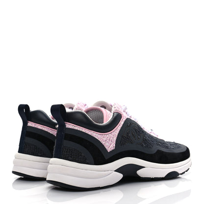 Chanel Tweed Suede Calfskin CC Sneakers 37 Gray Pink 4 of 8