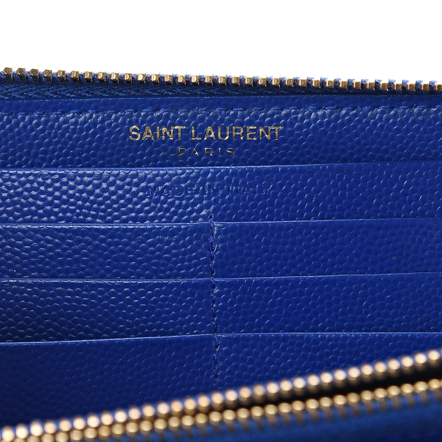 Saint Laurent Grain De Poudre Matelasse Chevron Monogram Zip Around Wallet Royal Blue 5 of 5