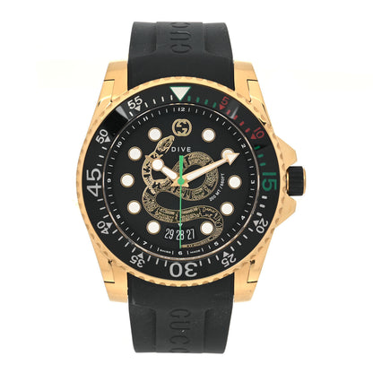 Gucci Stainless Steel Rubber 45mm Dive Snake Quartz Watch Black 1 of 5