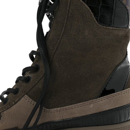 Louis Vuitton Suede Calfskin Monogram Laureate Platform Desert Boots 35.5 Taupe 7 of 9