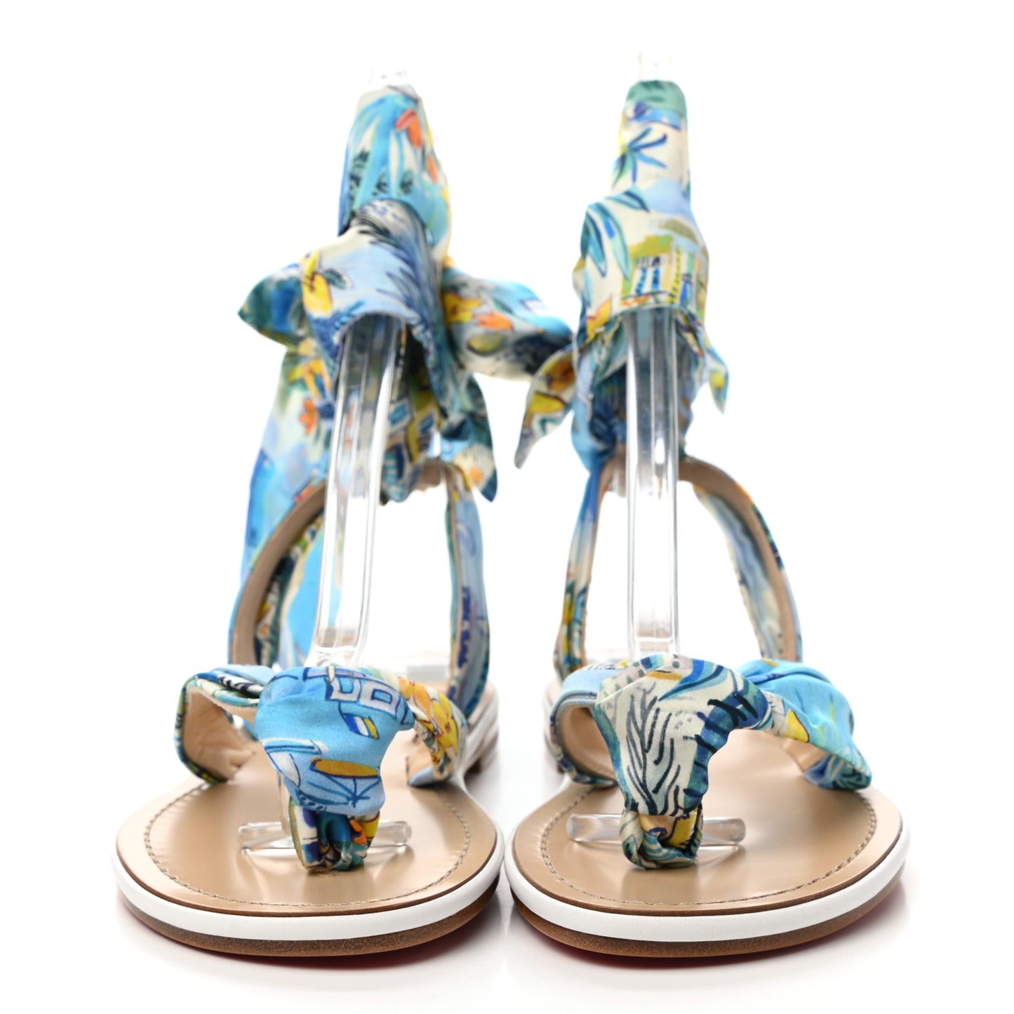 Nappa Crepe Satin Spetsos Flat Sandals 37 Bianco Multicolor