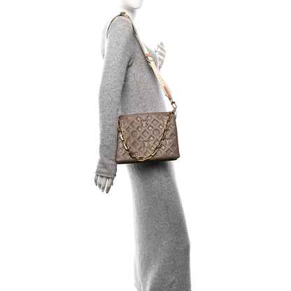 Louis Vuitton Lambskin Embossed Monogram Coussin PM Taupe 2 of 10