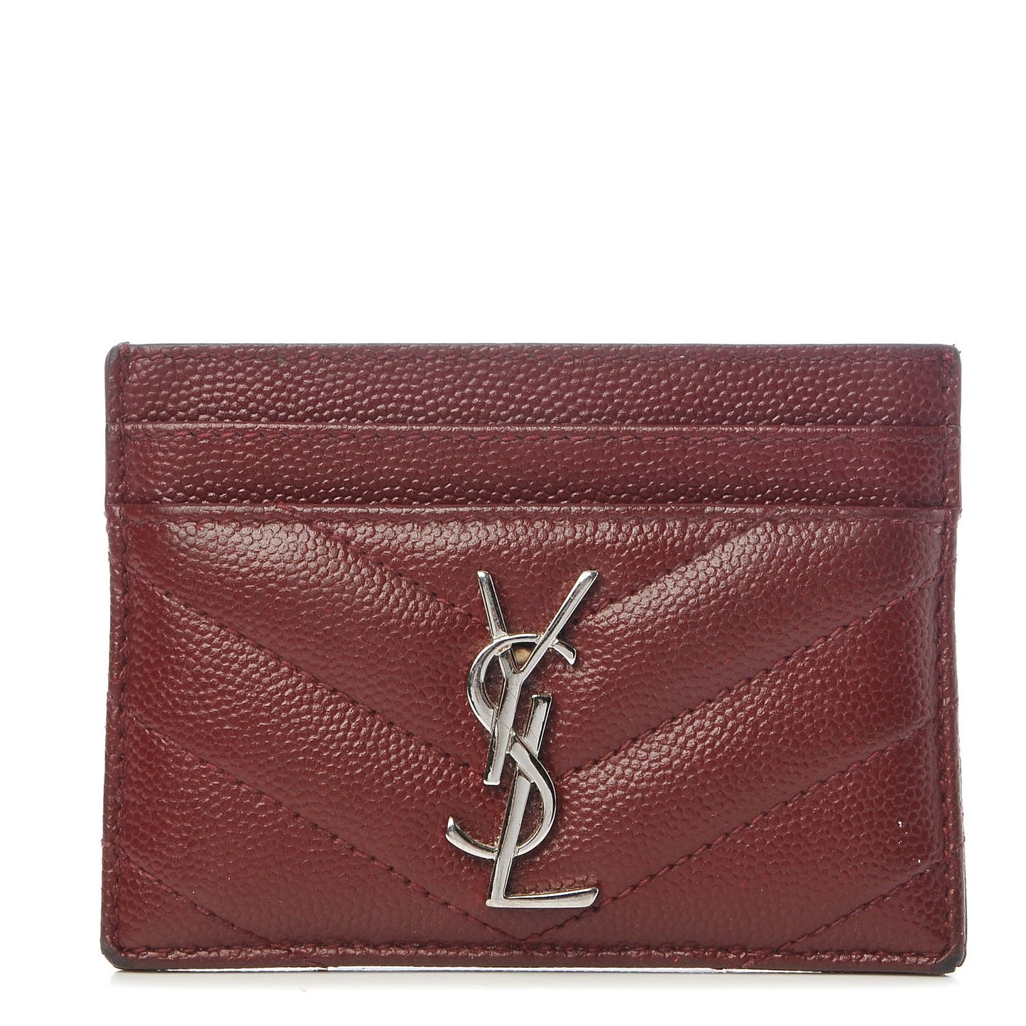 Grain De Poudre Matelasse Chevron Monogram Credit Card Case Palissandre