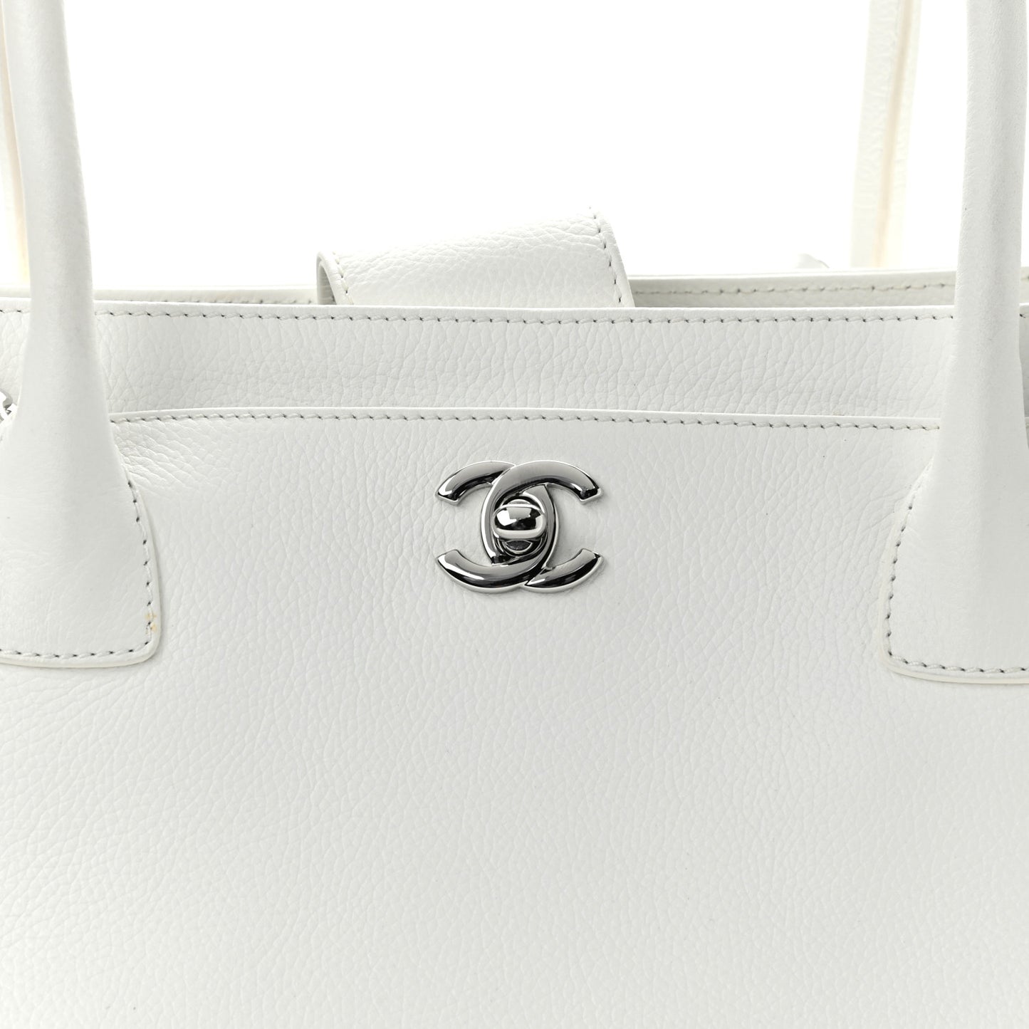 Calfskin Cerf Executive Shopper Tote White