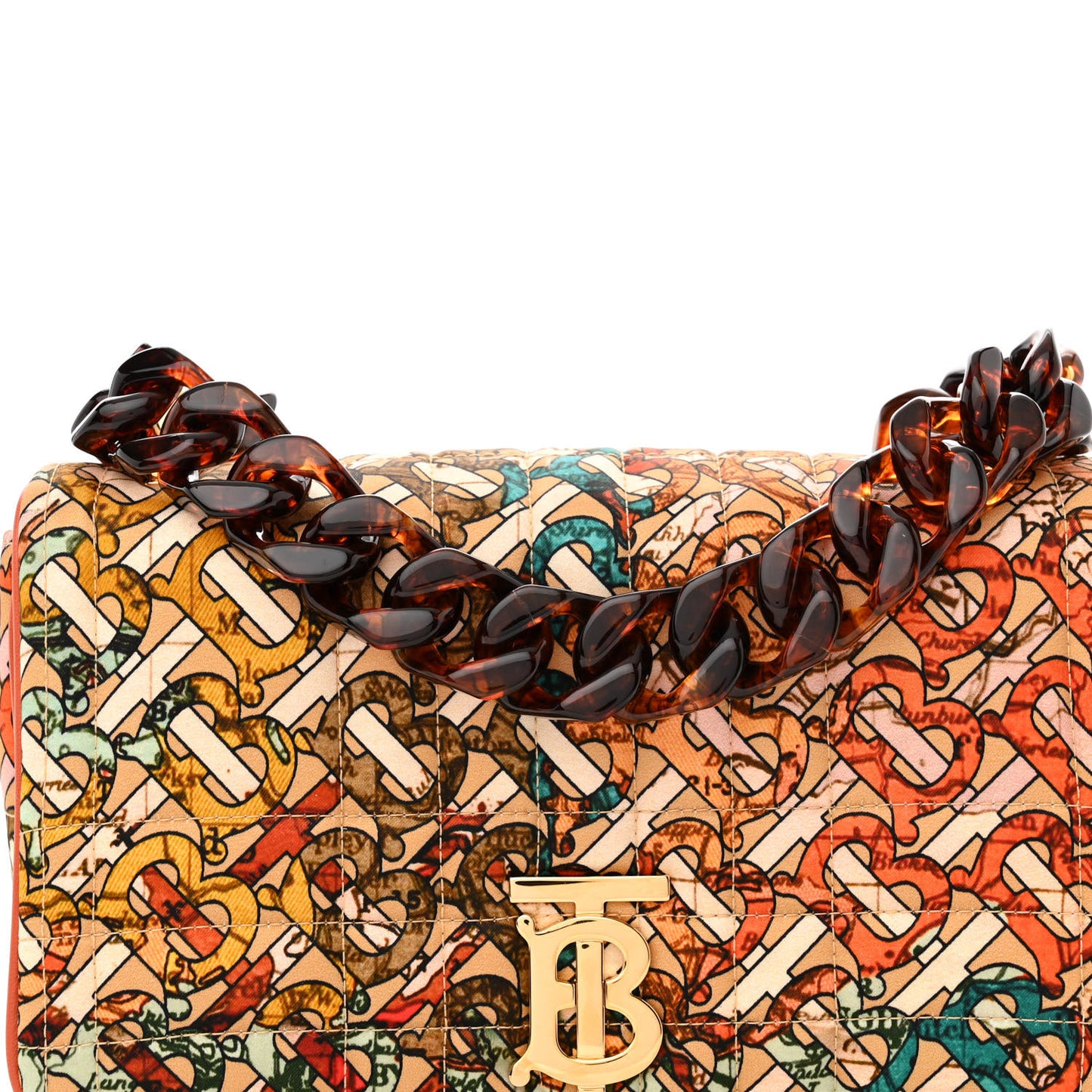 Fabric Monogram Quilted TB Resin Chain Small Lola Bag Multicolor