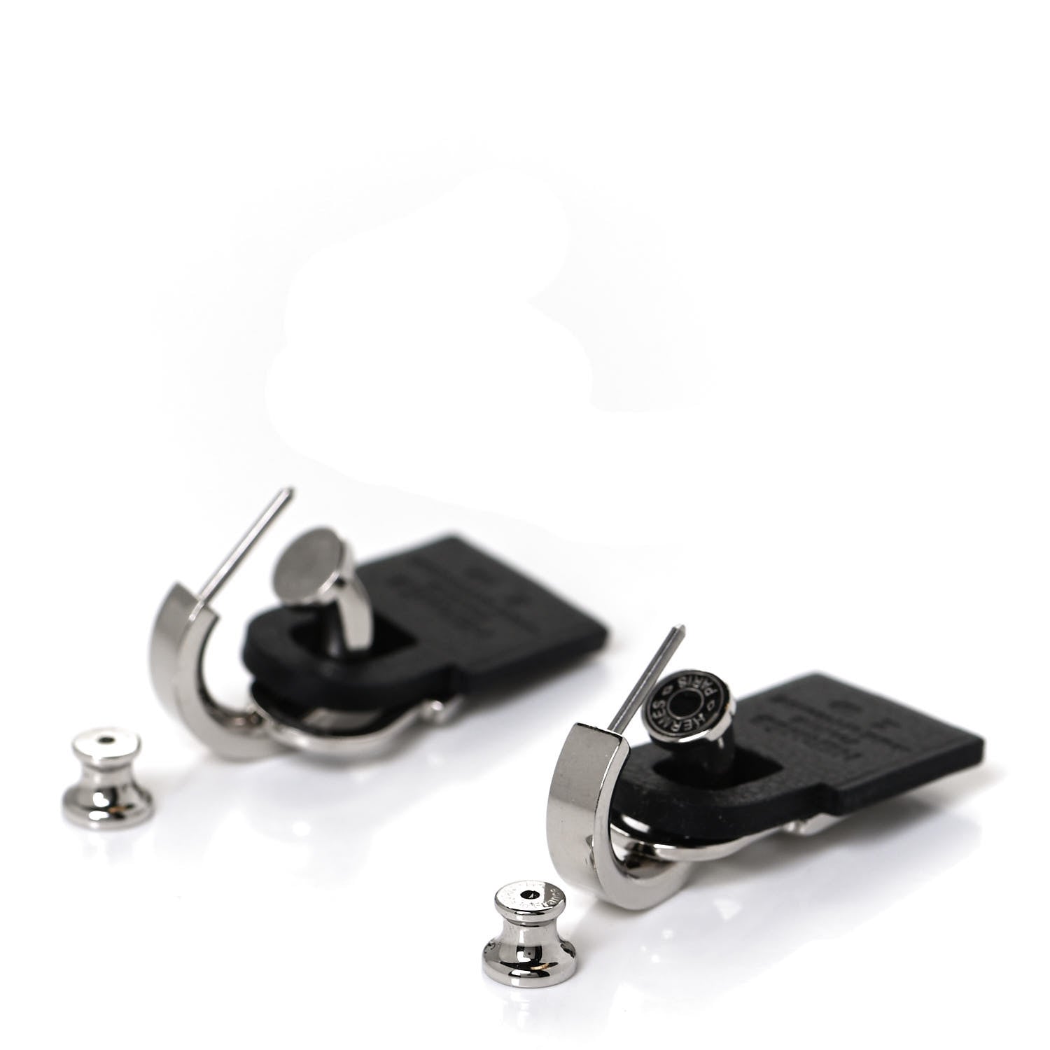 Hermes Palladium Swift O'Kelly Earrings Black 3 of 5