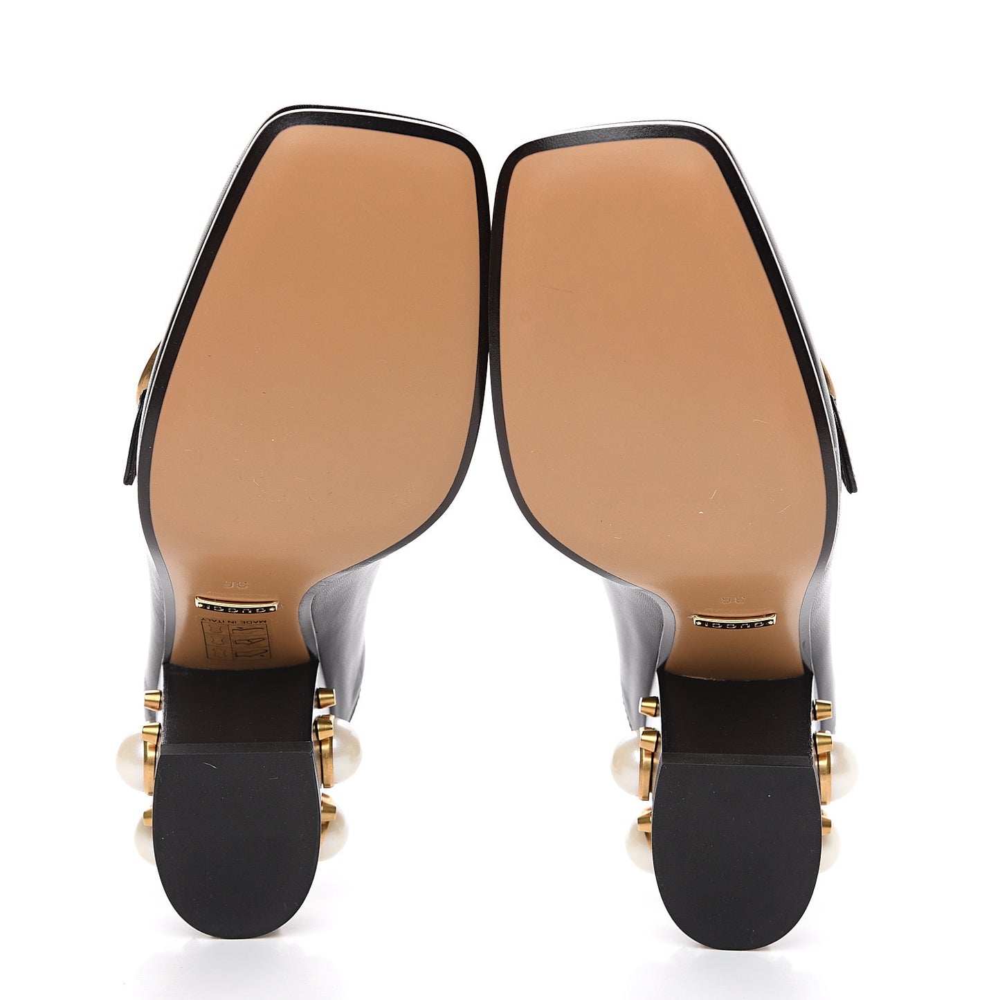 Malaga Kid Web Pearl Embellished Peyton 75mm Loafer Pumps 36 Black