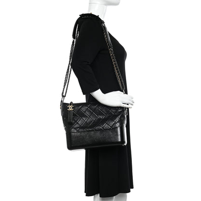 Chanel Aged Calfskin Quilted Medium Gabrielle Hobo Black 2 of 11