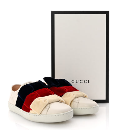 Gucci Calfskin Velvet Womens Bow Ace Sneakers 35.5 White 11 of 11