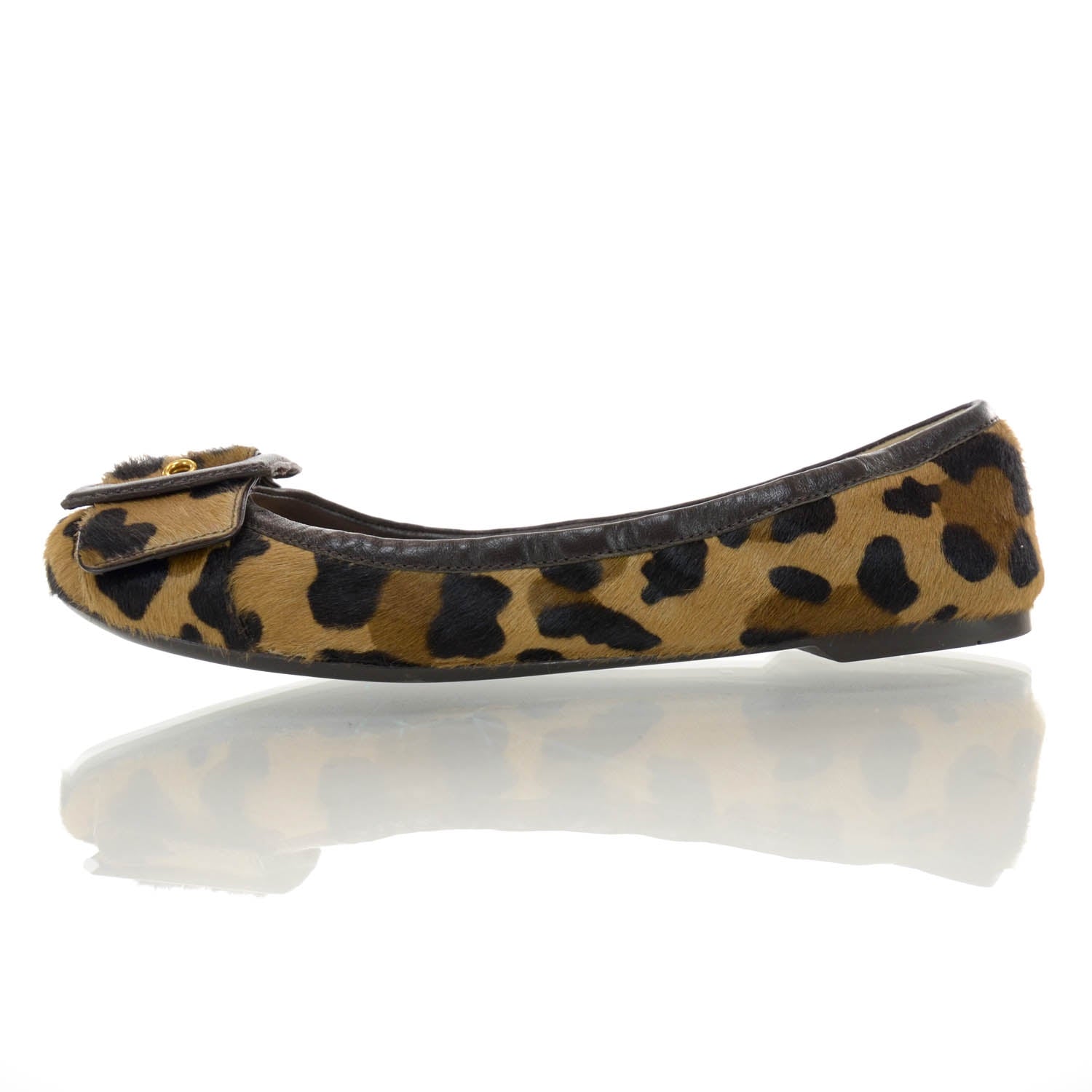 Prada Calf Hair Leopard Print Ballet Flats 38 1 of 6