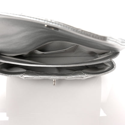Chanel Metallic Calfskin Quilted Fold Up Again Clutch Silver 5 of 9