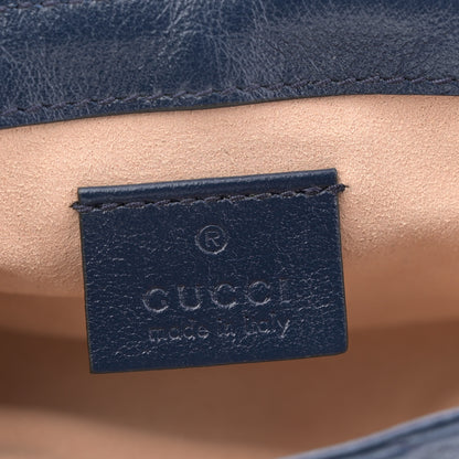 Gucci Vintage Effect Calfskin Matelasse Diagonal Super Mini Torchon GG Marmont Shoulder Bag Blue Agata Mystic White 6 of 10