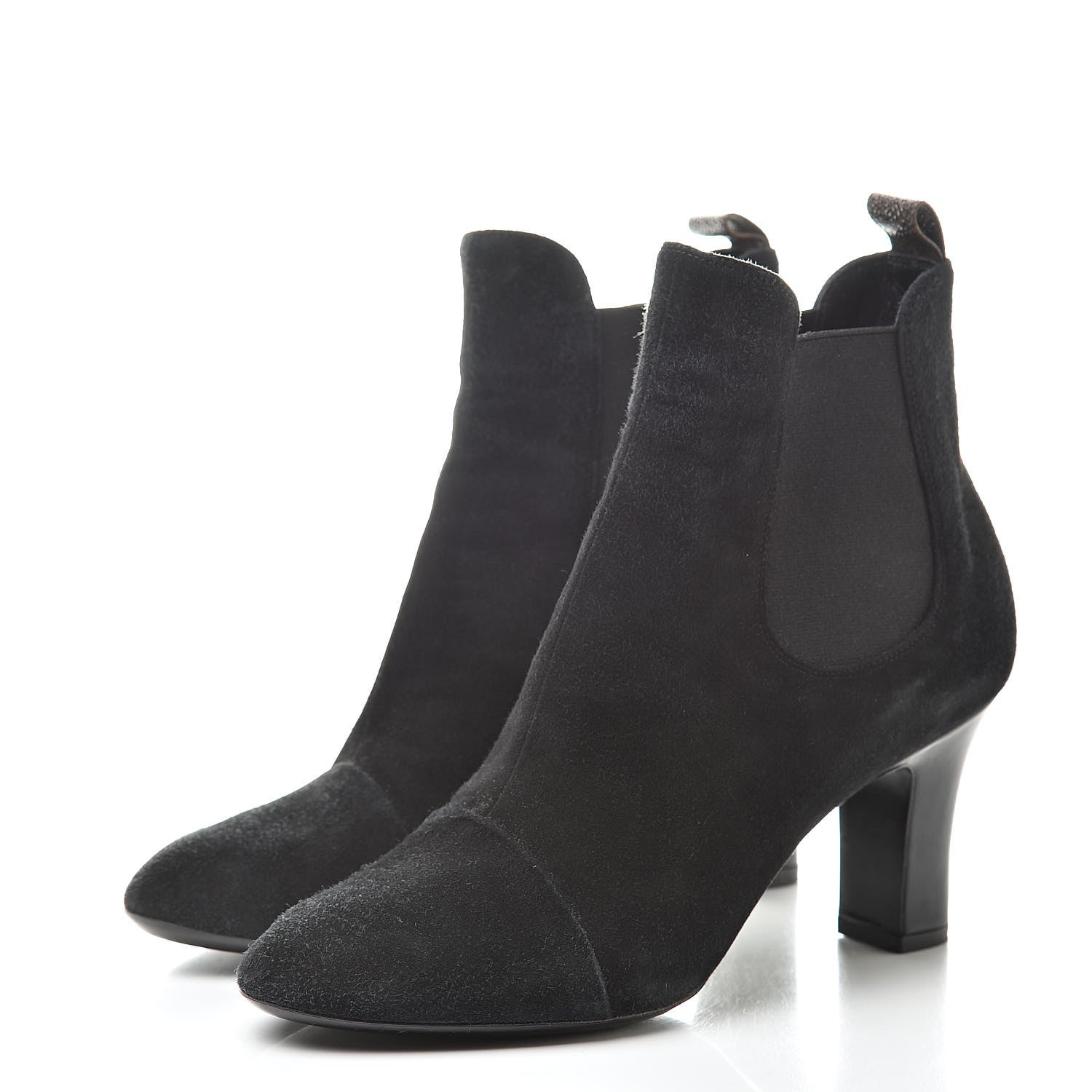 Louis Vuitton Suede Monogram Uniformes Cap Toe Chelsea 75mm Ankle Boots 38 Black 3 of 13