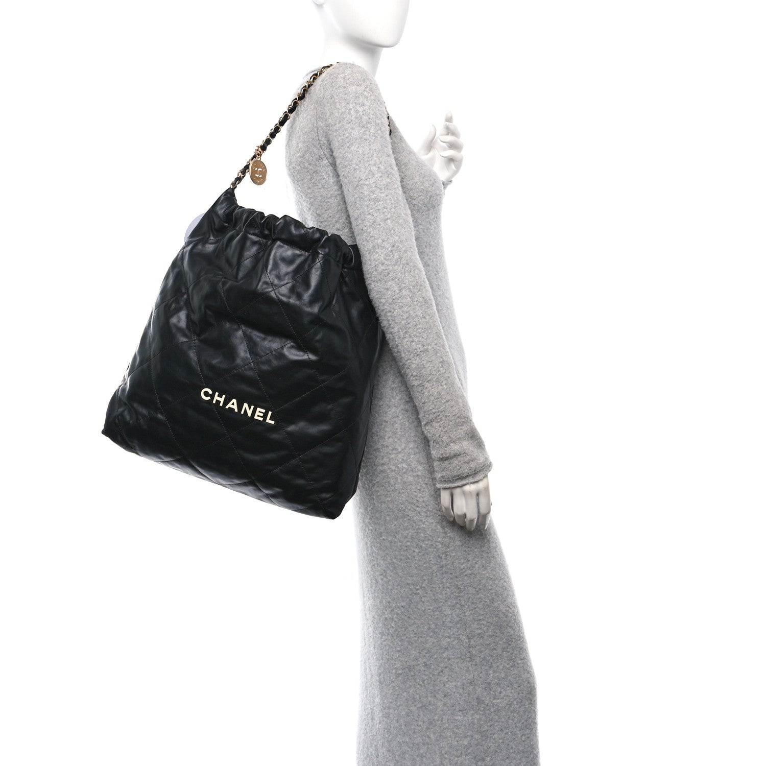 Chanel Calfskin Quilted Large Chanel 22 Black White 2 of 11