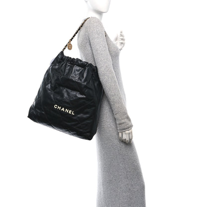 Chanel Calfskin Quilted Large Chanel 22 Black White 2 of 11