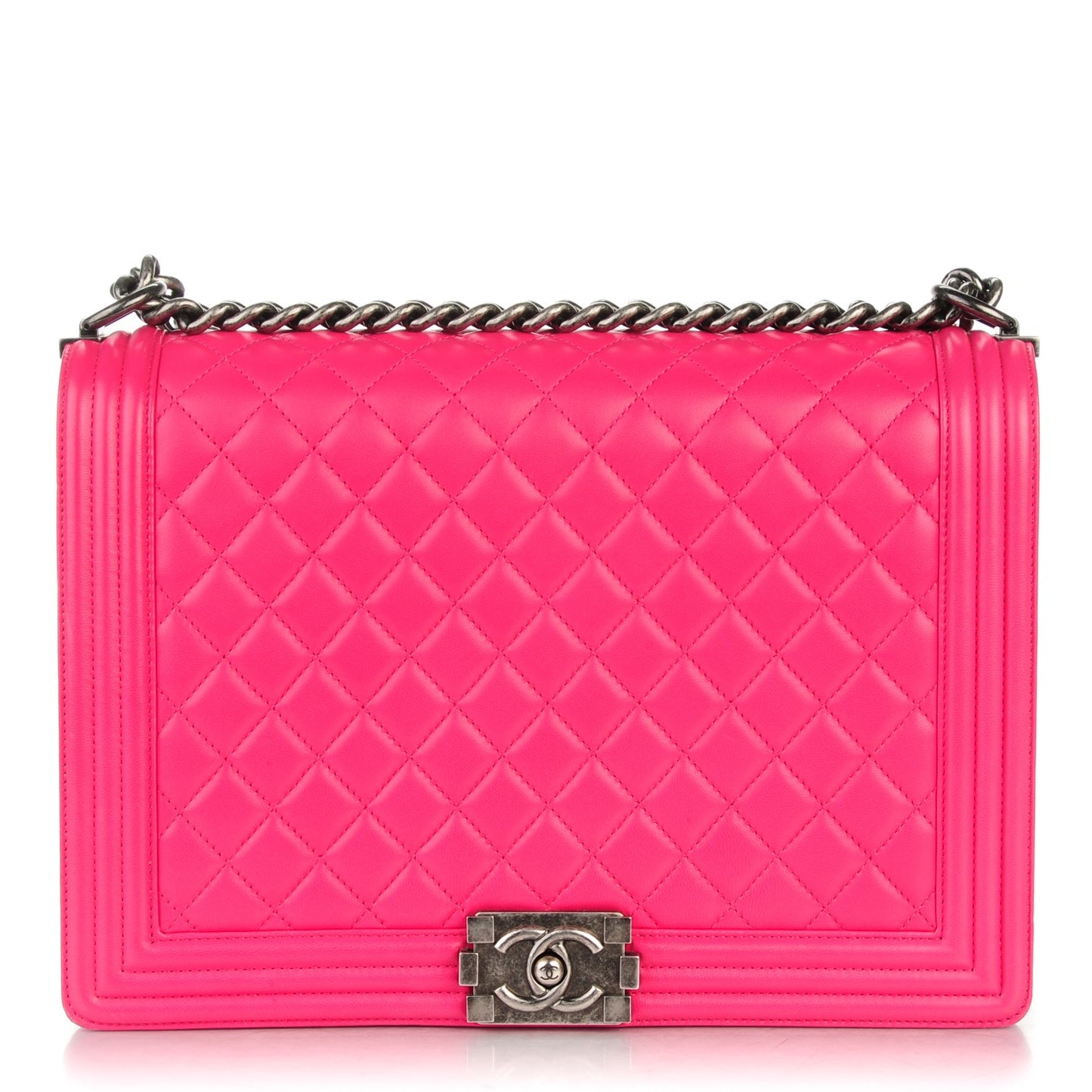 Lambskin Quilted Large Boy Flap Pink