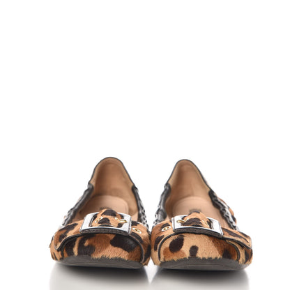 Prada Calf Hair Leopard Print Buckle Ballet Flats 40 2 of 10