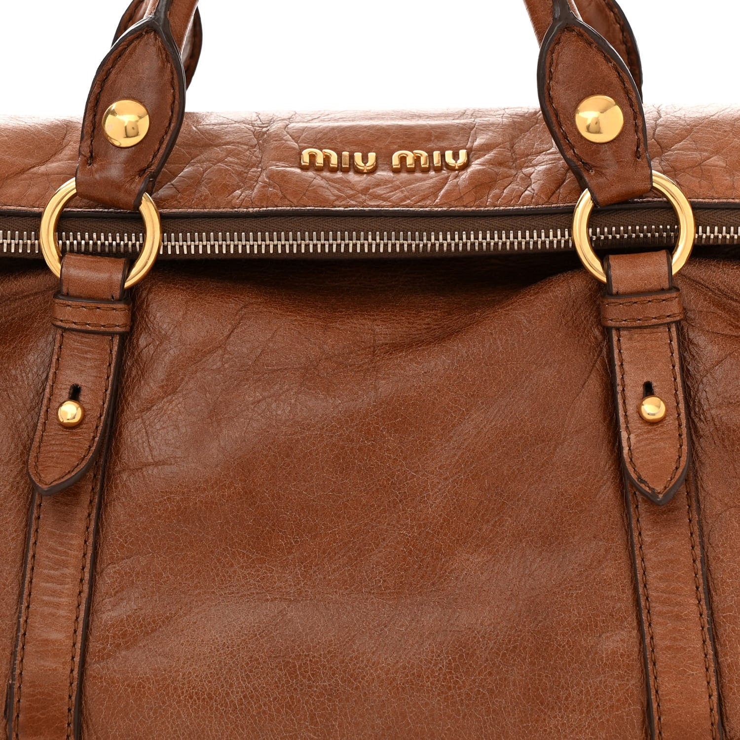 Miu Miu Vitello Lux Bow Bag Brown 9 of 12
