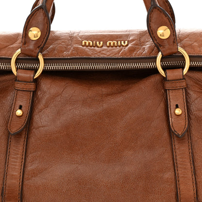 Miu Miu Vitello Lux Bow Bag Brown 9 of 12