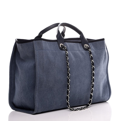 Chanel Canvas Sequin Large Deauville Tote Navy 4 of 8