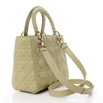 Christian Dior Lambskin Cannage Medium Lady Dior Peyote Green 3 of 10