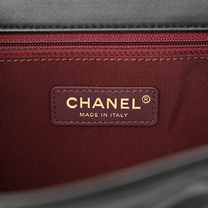 Chanel Glazed Calfskin Quilted Medium Gold Bar Top Handle Flap Black 6 of 12