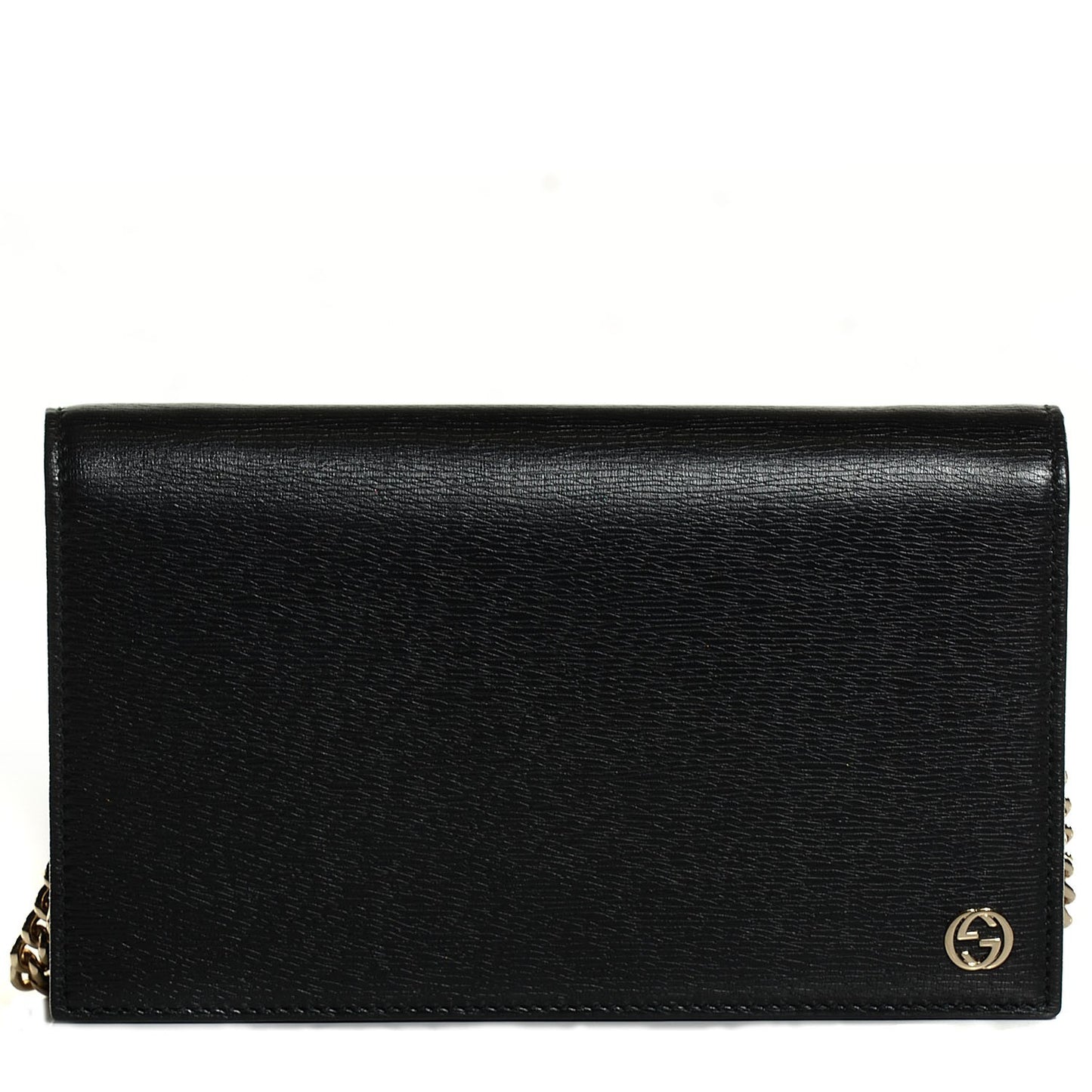 Textured Calfskin Medium Betty Chain Wallet Black