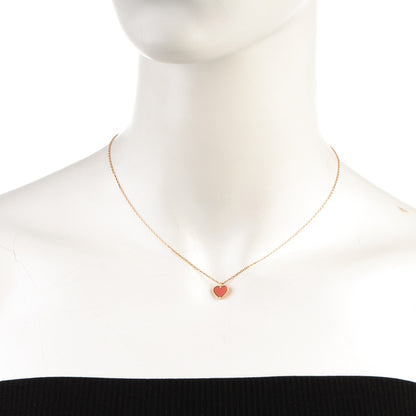 Van Cleef & Arpels 18K Rose Gold Carnelian Sweet Alhambra Heart Pendant Necklace 2 of 7