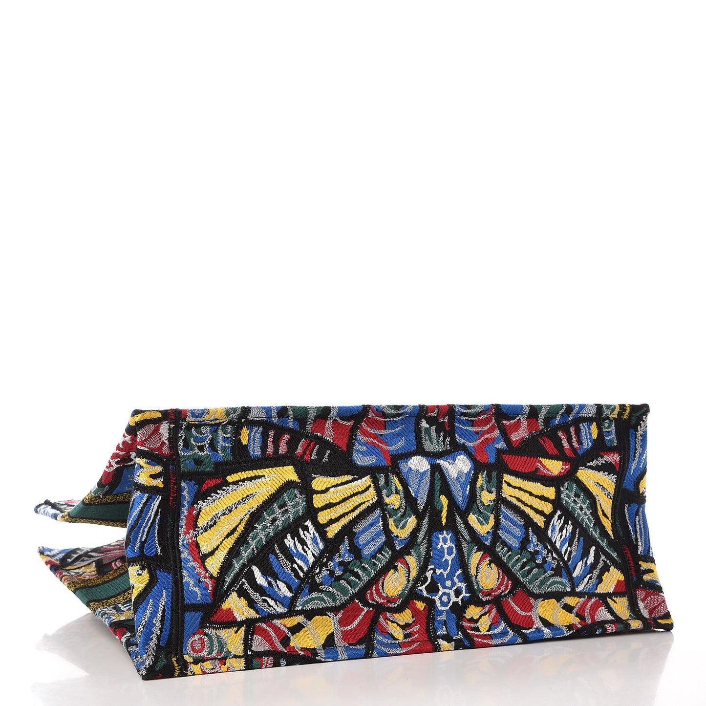 Canvas Embroidered Butterfly Book Tote Black Multicolor