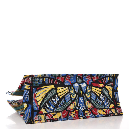 Christian Dior Canvas Embroidered Butterfly Book Tote Black Multicolor 4 of 9