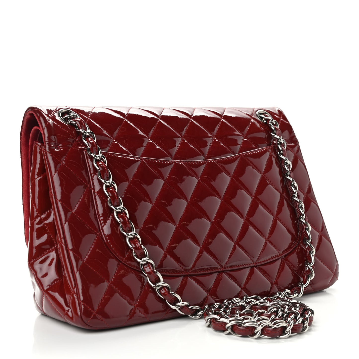 Patent Quilted Jumbo Double Flap Dark Red