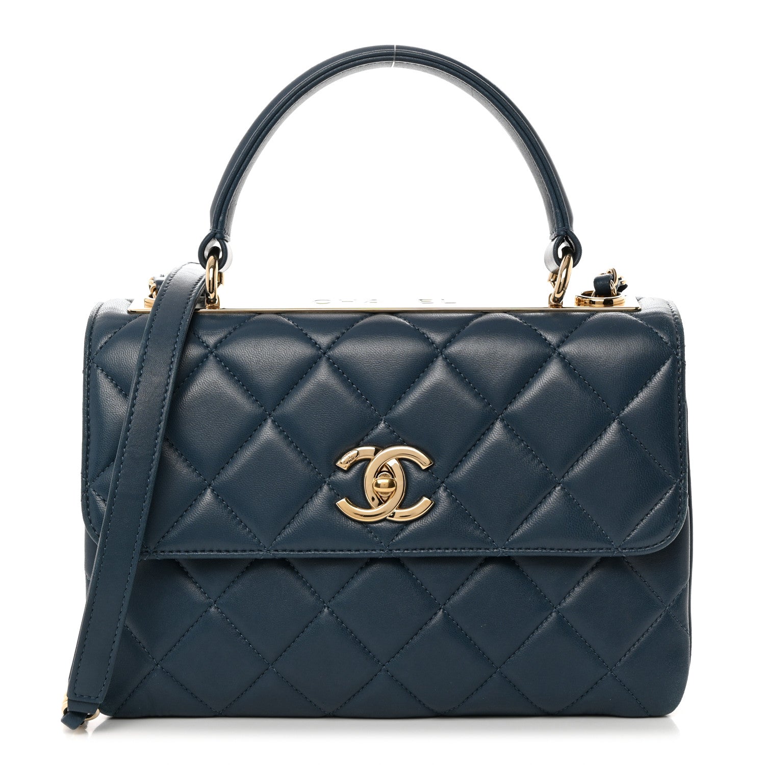 Chanel Lambskin Quilted Small Trendy CC Flap Dual Handle Bag Navy 1 of 10