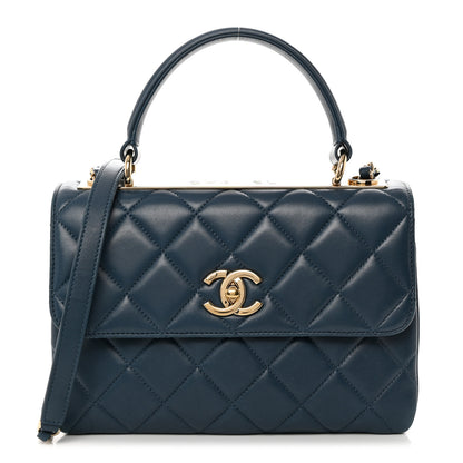 Chanel Lambskin Quilted Small Trendy CC Flap Dual Handle Bag Navy 1 of 10