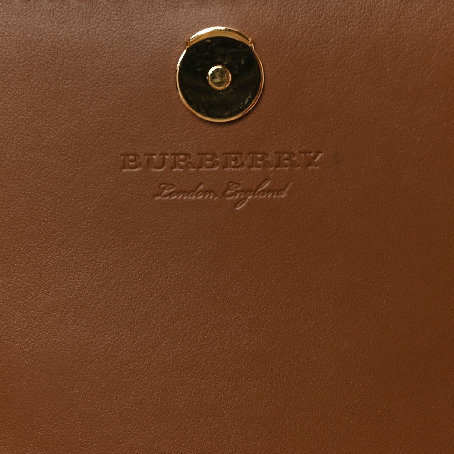 Burberry Grained Calfskin House Check Tartan Mix Hampshire Wallet On Chain Tan 9 of 9
