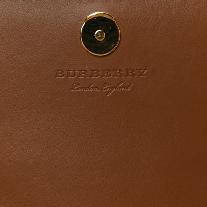 Burberry Grained Calfskin House Check Tartan Mix Hampshire Wallet On Chain Tan 9 of 9