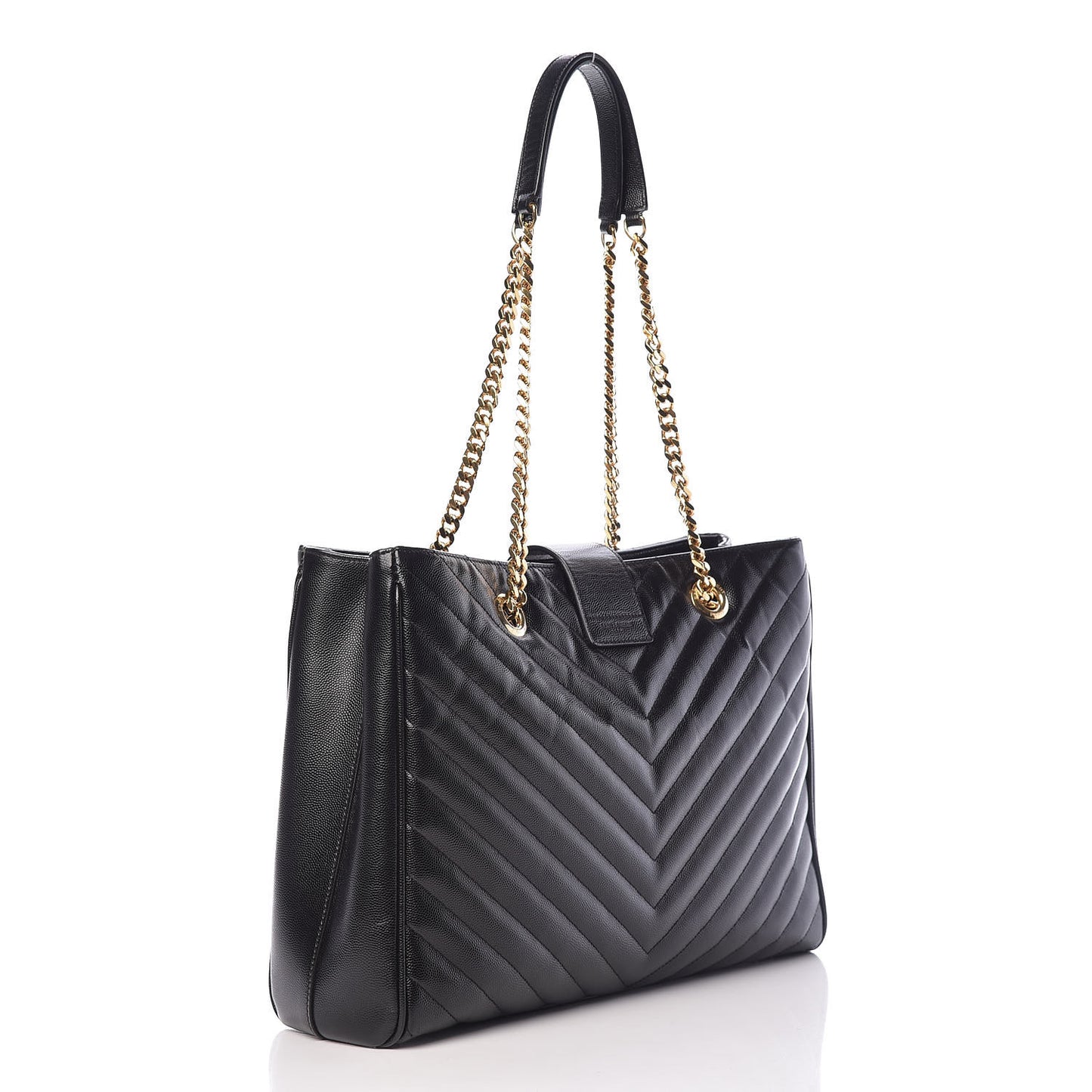 Grain De Poudre Matelasse Chevron Monogram Shopping Bag Black