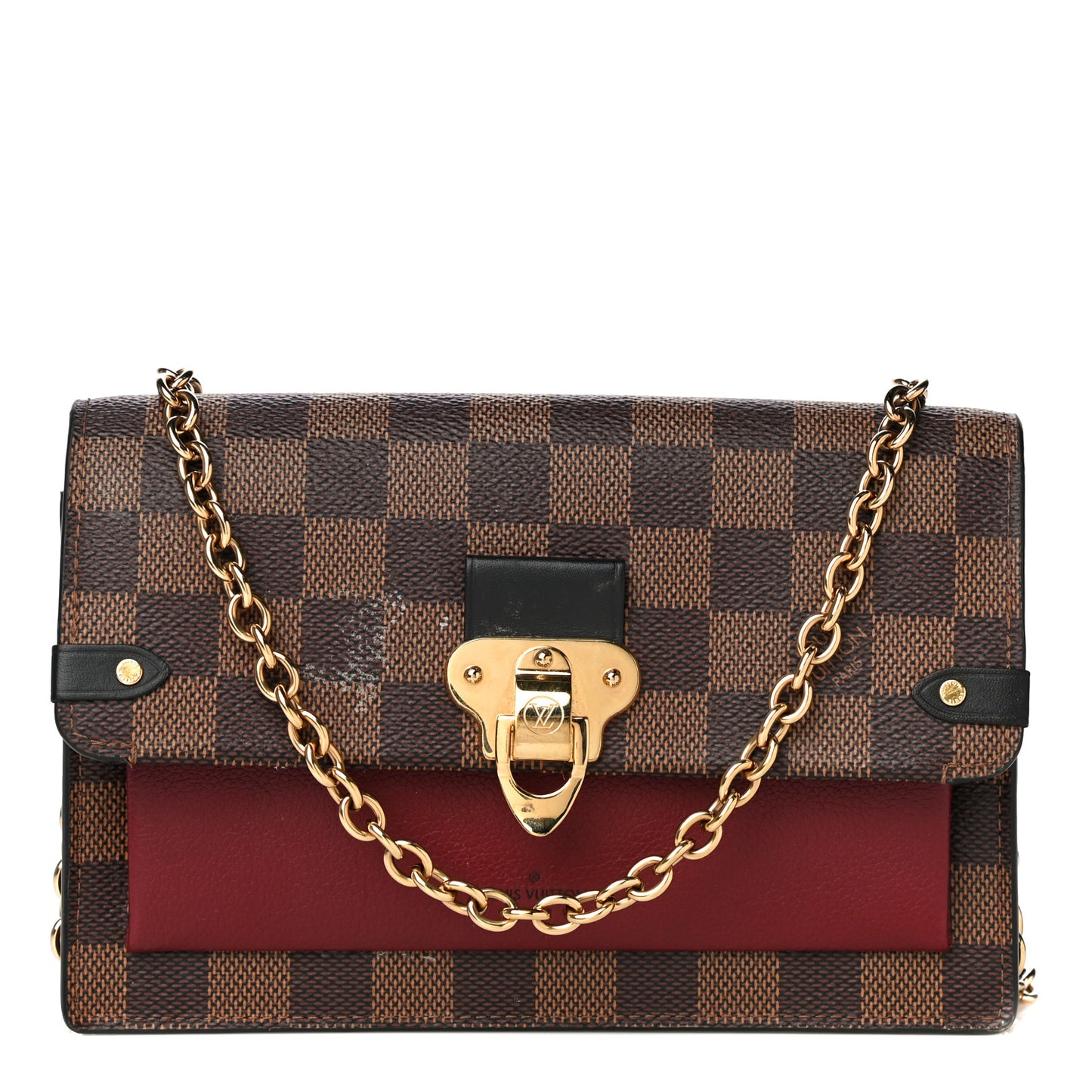 Damier Ebene Vavin Chain Wallet Red