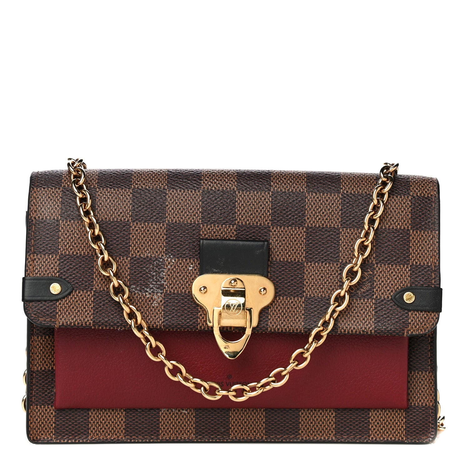 Louis Vuitton Damier Ebene Vavin Chain Wallet Red 1 of 16