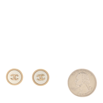 Chanel Pearl Coco Round Earrings Gold Pearly White 2 of 5