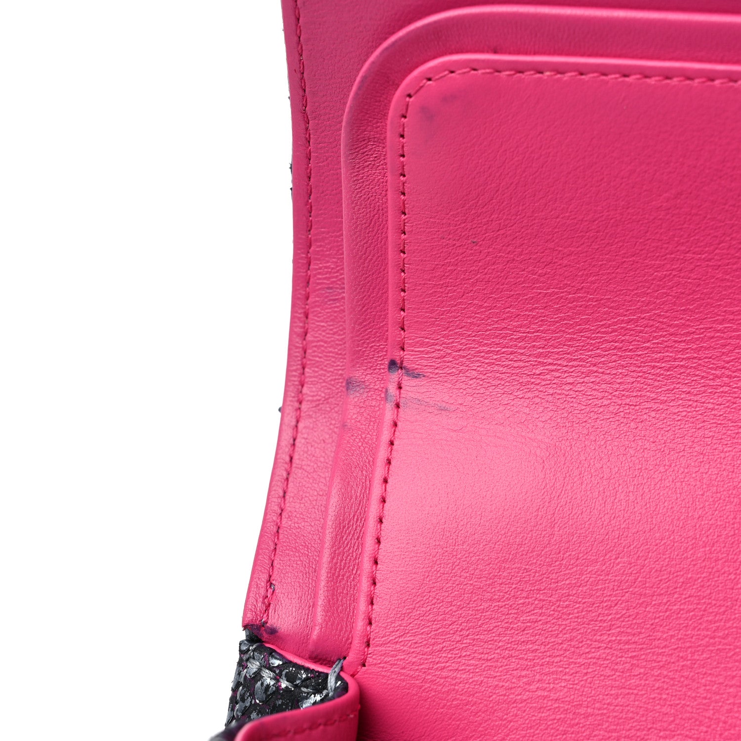 Chanel Metallic Snakeskin Medium Double Flap Blue Pink 12 of 15