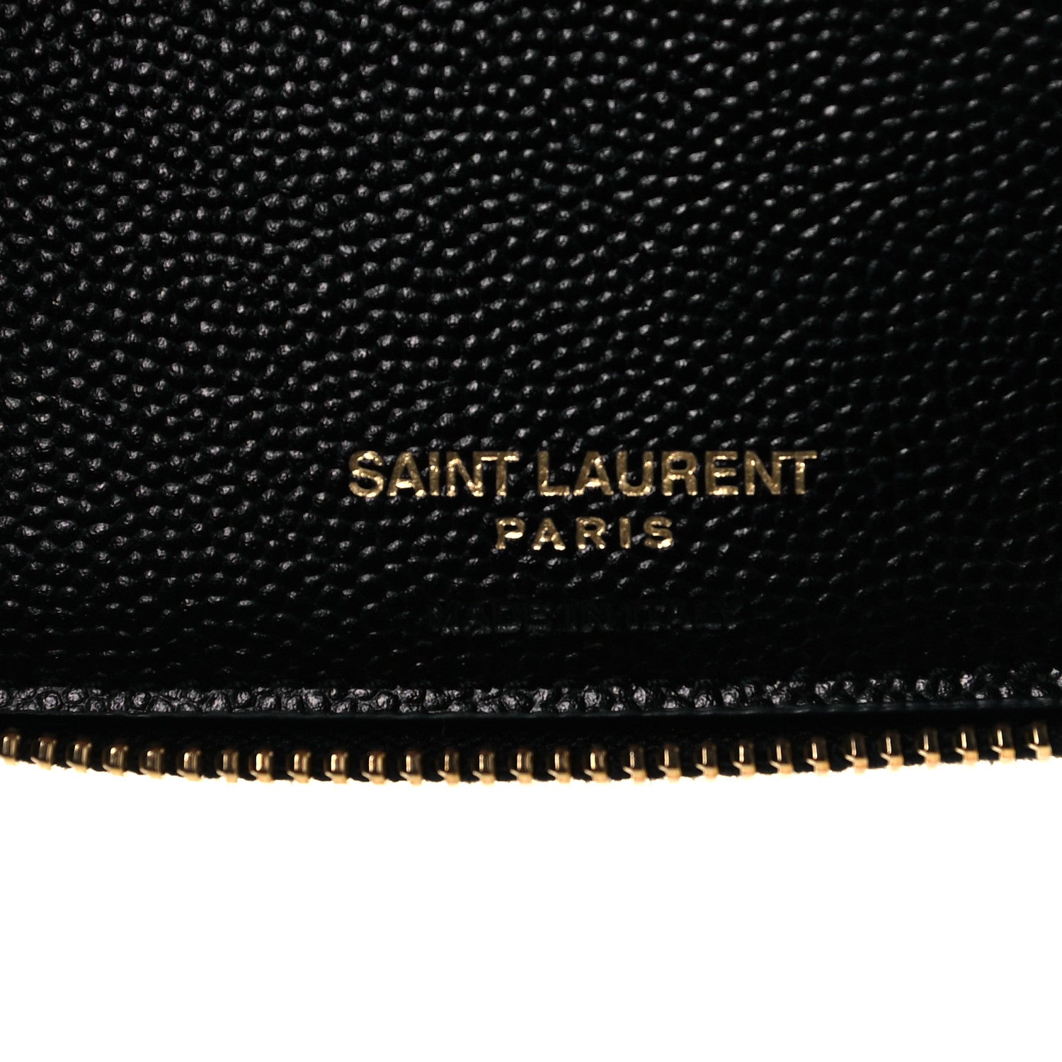 Saint Laurent Grain De Poudre Matelasse Chevron Monogram Compact Zip Around Wallet Black 6 of 9