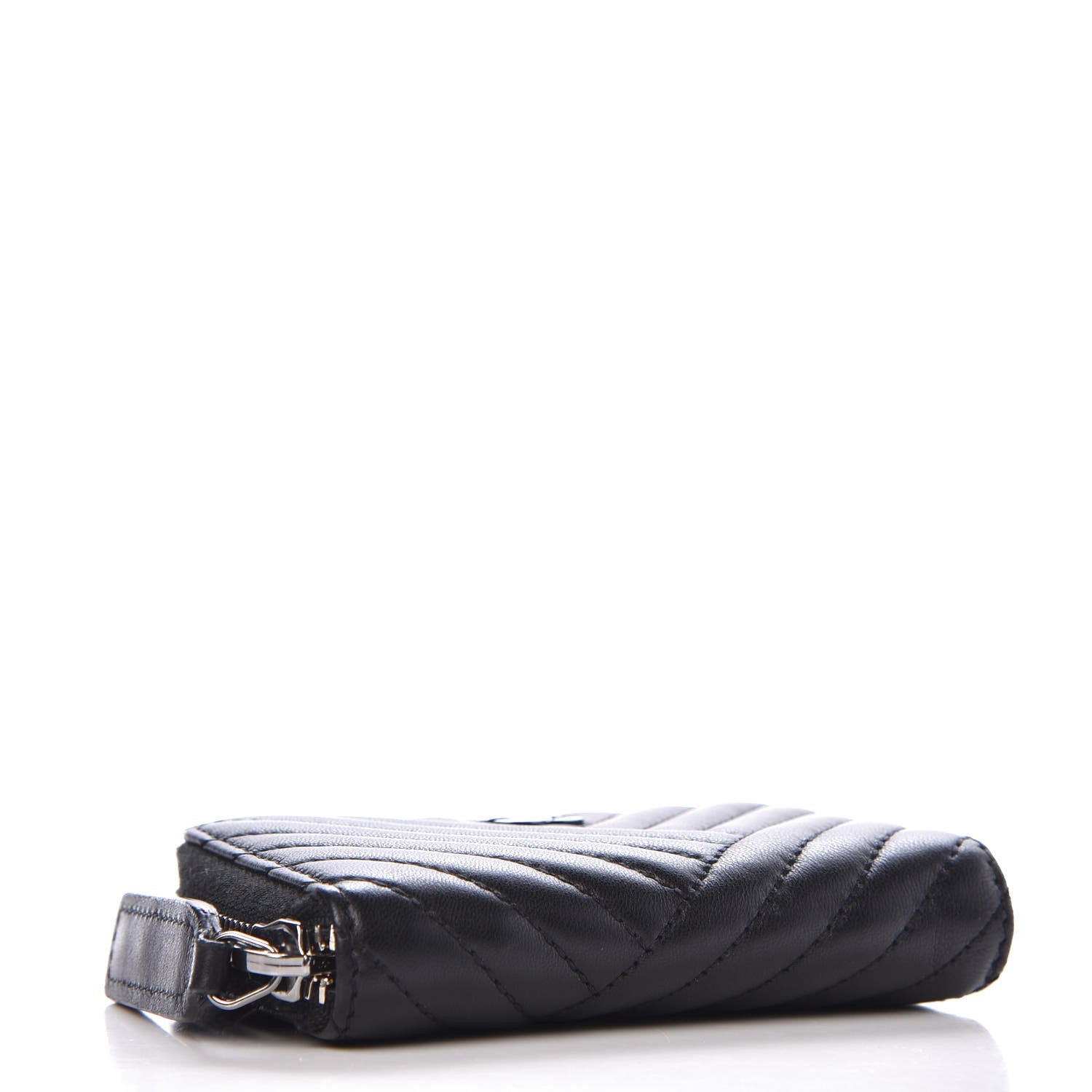 Chanel Lambskin Quilted Crossing Zip Around Coin Purse Black 4 of 7