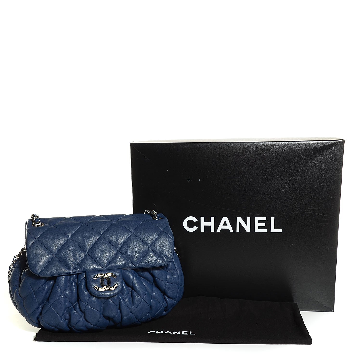 Chanel Washed Lambskin Medium Chain Around Messenger Navy Blue 5 of 8