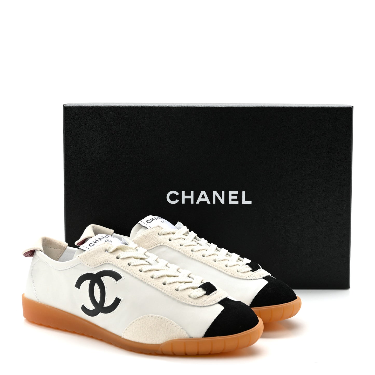 Calfskin Embossed Suede Sneakers 39 White Black