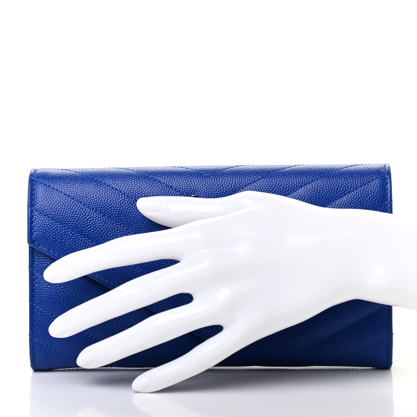 Grain De Poudre Matelasse Chevron Monogram Flap Wallet Royal Blue