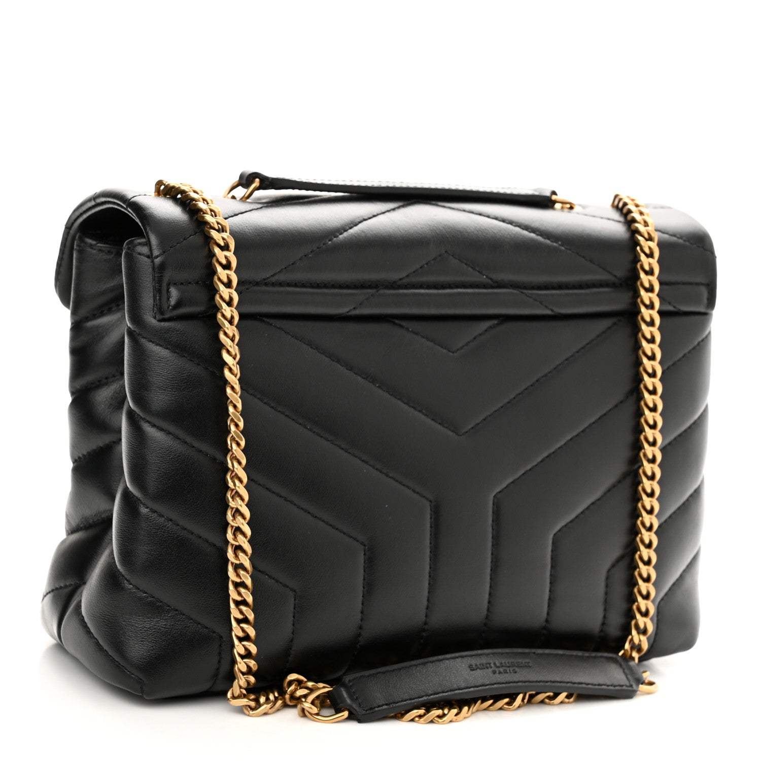 Saint Laurent Calfskin Y Quilted Monogram Small Loulou Chain Satchel Black 3 of 10