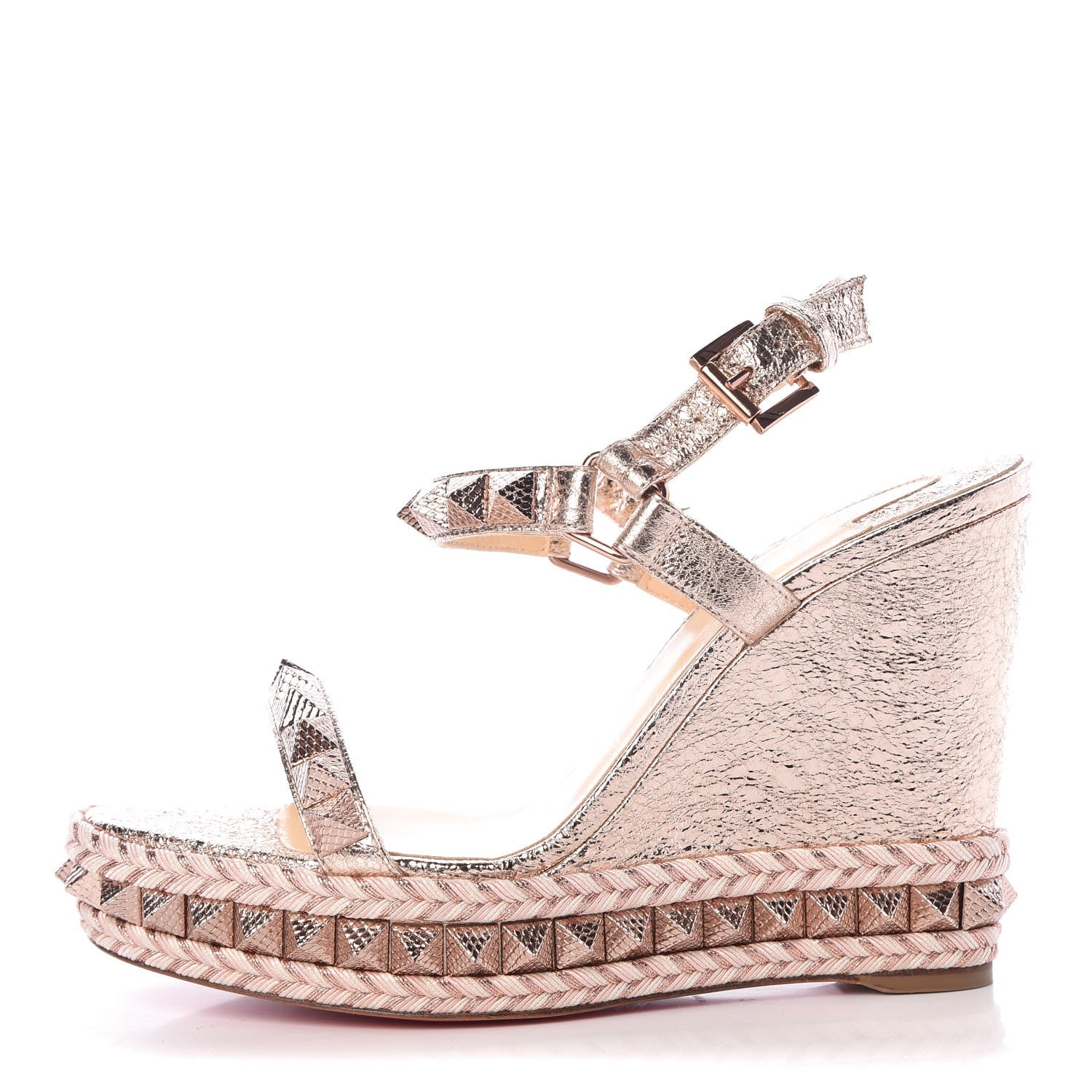 Christian Louboutin Specchio Vintage Pyraclou 110 Wedge Sandals 38 Rose Gold 1 of 7