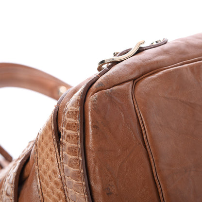 Jimmy Choo Calfskin Snakeskin Bree Biker Shoulder Bag Tan 9 of 13