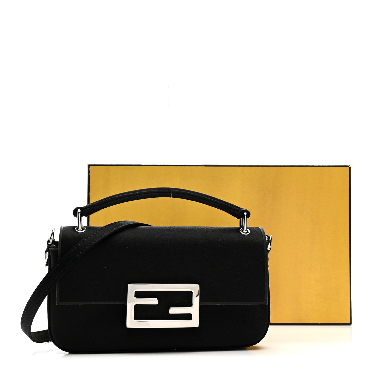 Fendi Silk Satin Phone Baguette Black 1778577 – FASHIONPHILE